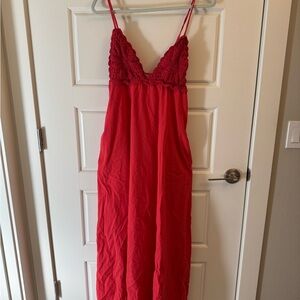 Free People Red Maxi Dress with Lace Detail